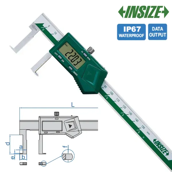 1120-150P Pied à coulisse numérique IP67 pour rainure intérieure à touche plate ronde INSIZE – Image 1