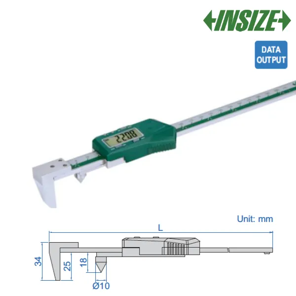 var1524-200 Pied à coulisse numérique simple pour mesure de centre (Touche conique) à mâchoire arrière INSIZE – Image 1