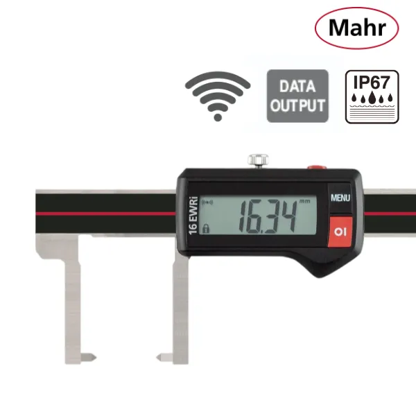 var4103377 Pied à coulisse numérique IP67 à bec à pointe coudée pour mesure d'épaisseur MarCal 16 EWRi-SA / 16 EWR-SA – Image 1