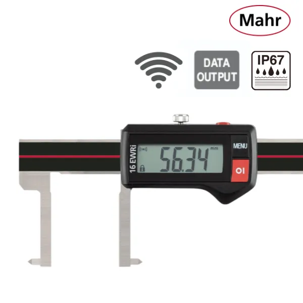 var4103378 Pied à coulisse numérique IP67 à bec en pointe coudée pour mesure de gorge dans alésage MarCal 16 EWRi-SI / 16 EWR-SI – Image 1