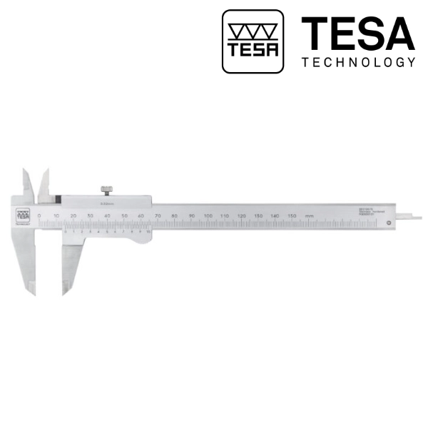 Pied à coulisse à vernier TESA avec tige carrée
