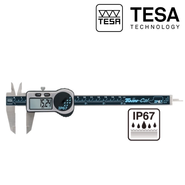 Pied à coulisse digital IP67 TESA-CAL avec tige carrée ou ronde et avec ou sans molette