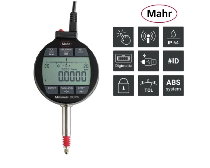 Comparateur numérique avec graduation inductif (mm/pouce) IP64  Millimess 2001 W / 2001 Wi MAHR