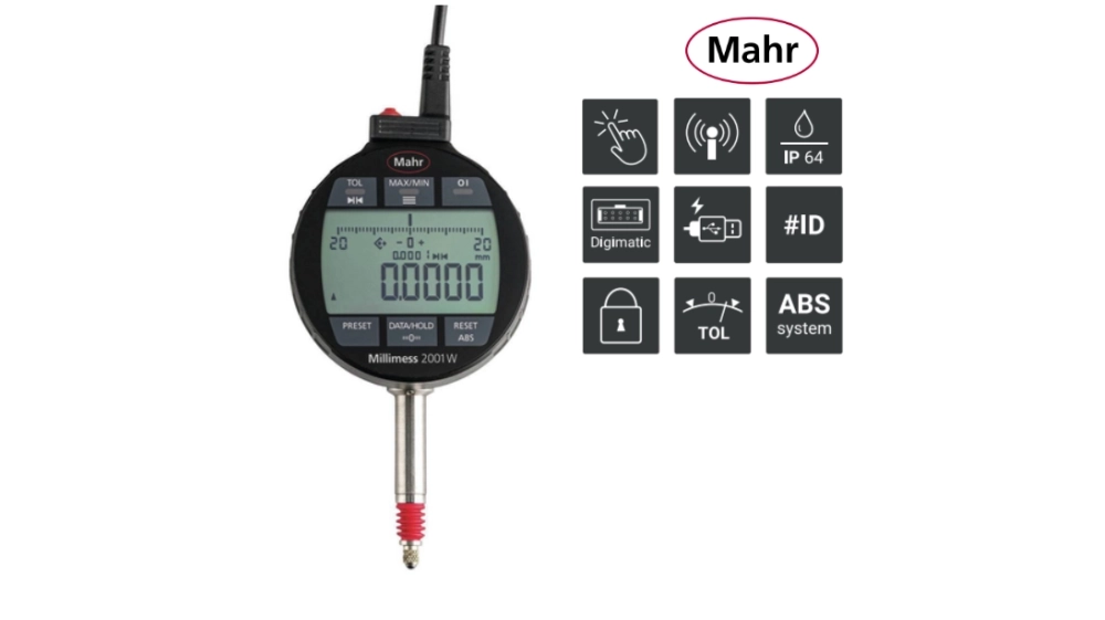 Comparateur numérique avec graduation inductif (mm/pouce) IP64 Millimess 2001 W / 2001 Wi MAHR