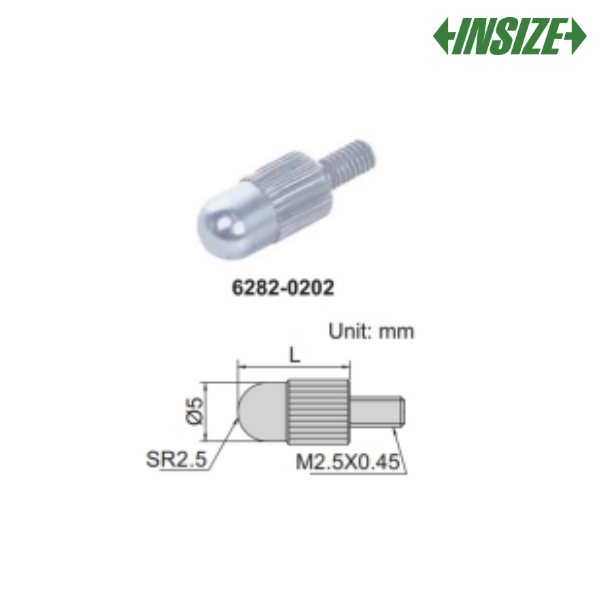 6282-0202 Touche sphérique longue pour comparateur INSIZE – Image 1