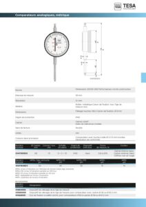 Comparateur à montre standard (Resolution 0,1mm Capacité 30mm ) IP40 TESA – Image 2