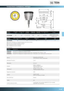 Comparateur à montre à tige dorsale (Resolution 0,01mm Capacité 3mm ) IP40 TESA – Image 2