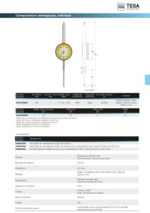 Comparateur à cadran rotatif standard (Resolution 0,01mm Capacité 50mm )Antichoc IP40 TESA – Image 2