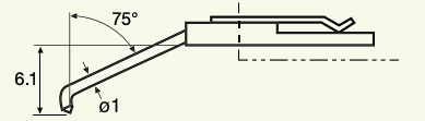Stylet L=22 mm L1=5 mm – pointe 5 µm 90° (0102513)