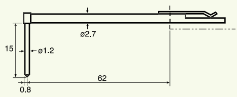 Stylet L=62 mm L1=15 mm – pointe 10 µm 90° (0102525)