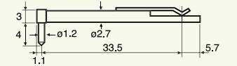 Stylet L=33,5 mm L1=7 mm – pointe 2 µm 60° (DM43801)